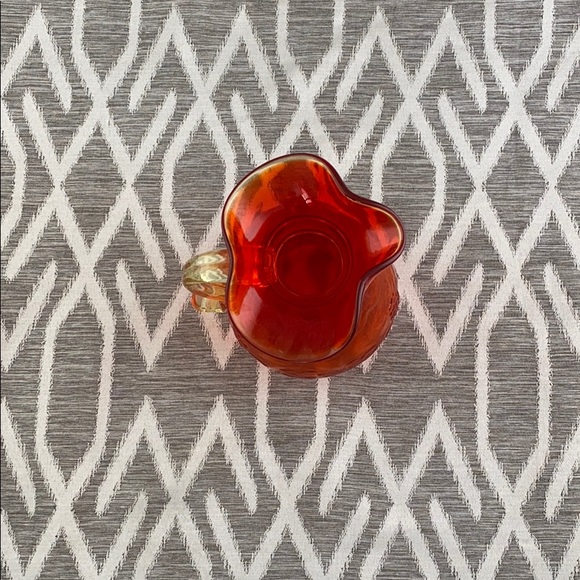 Vintage Ruffle Top Grape Leaves Embossed in Glass Orange/Red - Picture 2 of 2